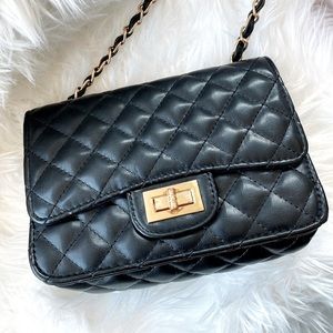 Black Quilted Leather Crossbody Bag